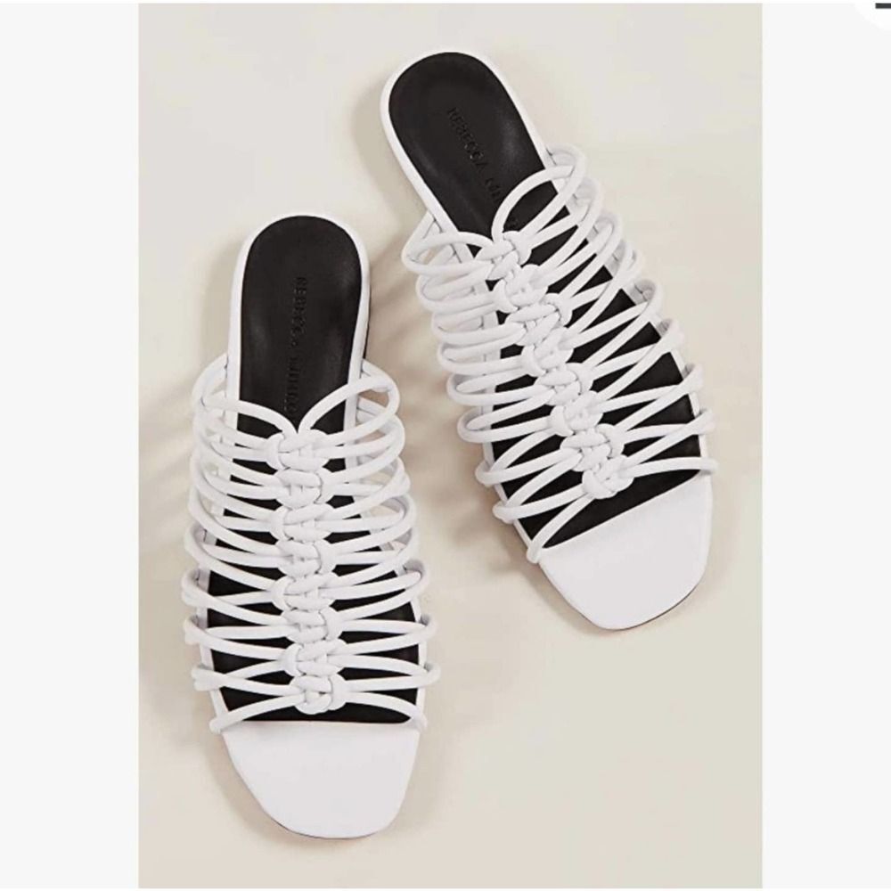 Rebecca Minkoff Maelynn Strappy Braided Knot Flat White Sandal Size 6